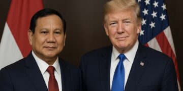Ilustrasi Prabowo Subianto dan Donald Trump.