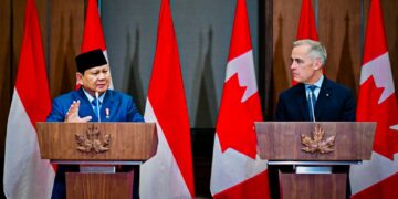 Presiden Republik Indonesia, Prabowo Subianto di Ottawa mendapatkan sambutan hangat dari Perdana Menteri (PM) Kanada, Mark Carney, di West Block, Parliament Hill, Rabu 24 September 2025. (Foto: BPMI Setpres)