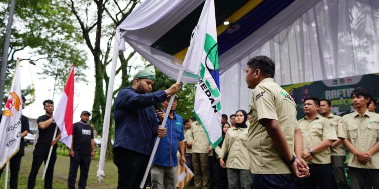 Pengurus Federasi Arung Jeram Indonesia (FAJI) Kota Medan periode 2025-2029 resmi dilantik di Taman Cadika, Medan Johor. (Foto: Narata/Rep)