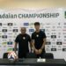 Pelatih PSMS Medan Kas Hartadi dan kapten PSMS Medan Zikri Ferdiansyah saat konferensi pers menjelang pertandingan melawan Persekat Tegal di Championship 2025/2026. (Foto: narata/aan)