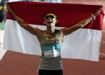 Keterangan foto: Cabang olahraga atletik kembali berhasil menambah pundi medali emas di SEA Games Thailand 2025, lewat Emilia Nova. (Foto: Kemenpora)