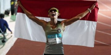 Keterangan foto: Cabang olahraga atletik kembali berhasil menambah pundi medali emas di SEA Games Thailand 2025, lewat Emilia Nova. (Foto: Kemenpora)