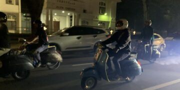 Pengendara vespa se-Kota Medan saat mengikuti SOTR Ceria Bareng Vespa Medan, Minggu (15/03/2026). (Foto:narata/Ghiyatuddin).