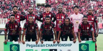 Keterangan Foto: Skuad Persipura Jayapura sesaat sebelum pertandingan melawan Adhyaksa FC di Stadion Lukas Enembe, Papua, Jumat 8 Mei 2026. (Sumber: Media Official Persipura)