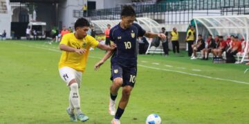Keterangan Foto: Thailand versus Brunei Darussalam di Stadion Teladan Medan dalam ajang Piala AFF U-19 2026. Selasa 2 Juni 2026. (Sumber: narata/Ghiyatuddin)