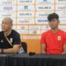 Keterangan Foto: Pelatih Timnas Indonesia U-19, Nova Arianto (kiri), saat memberikan tanggapan usai pertandingan melawan Myanmar U-19 pada Piala AFF U-19 2026 di Stadion Utama Sumut. Senin 1 Juni 2026. (Sumber: narata/Ghiyatuddin)