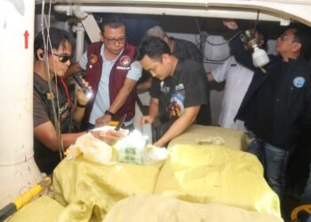 Keterangan Foto: Kasus penyelundupan 1,16 ton ketamin hidroklorida (HCl) menggunakan kapal MT Global 168. (Sumber: Dok.Direktorat Tindak Pidana Narkoba Bareskrim Polri)