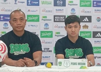 Keterangan Foto: Konferensi pers dari PSMS Medan menjelang pertandingan melawan PSIS Semarang di Liga 2 2026. (Sumber: MO PSMS)